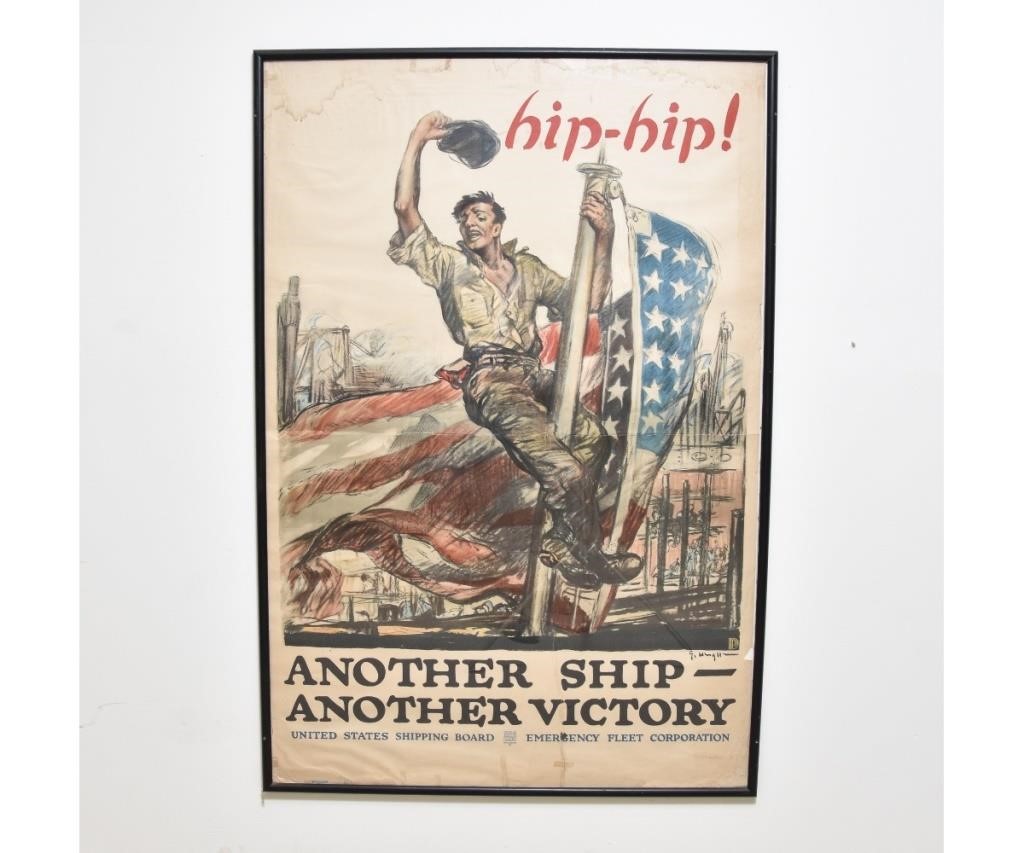 Appraisal: Large WWI Hip-Hip Another Ship-Another Victory poster by George Wright