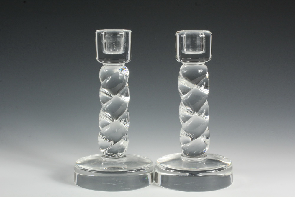 Appraisal: PAIR OF STEUBEN CANDLESTICKS - Steuben Crystal 'Rope Twist' Candlesticks