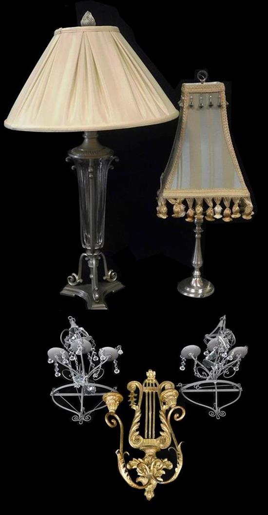 Appraisal: Five th C Continental style table lamps and lighting accessories