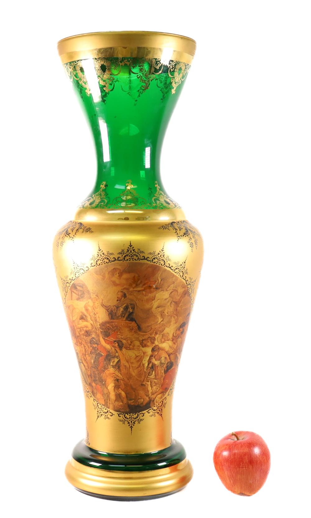 Appraisal: SUBSTANTIAL BOHEMIAN GLASS VASE AFTER RUBENSManner of Moser Substantial Bohemian