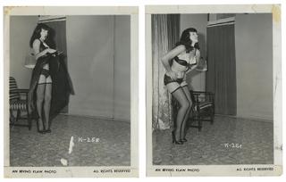 Appraisal: Group of Four Bettie Page Black-and-White Photos Irving Klaw s