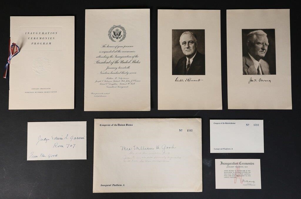 Appraisal: Judge Edwin Louis Garvin's ephemera from the inauguration of Franklin