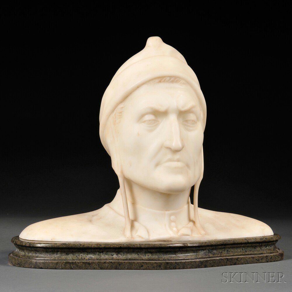 Appraisal: Carrara Marble Bust of Dante Italy th century modeled wearing