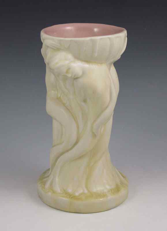 Appraisal: ROOKWOOD POTTERY VASE High relief nude figures designed by Bruce