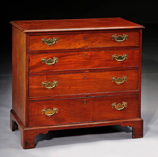 Appraisal: A George III mahogany four drawer chest of drawers late