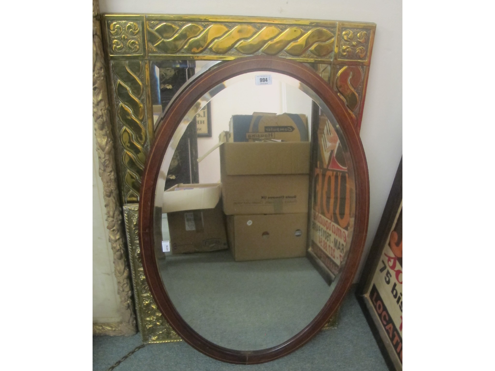 Appraisal: Two brass framed mirrors and another