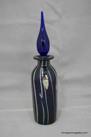 Appraisal: Correia Art Glass Perfume Bottle SignedHand blown art glass Cobalt