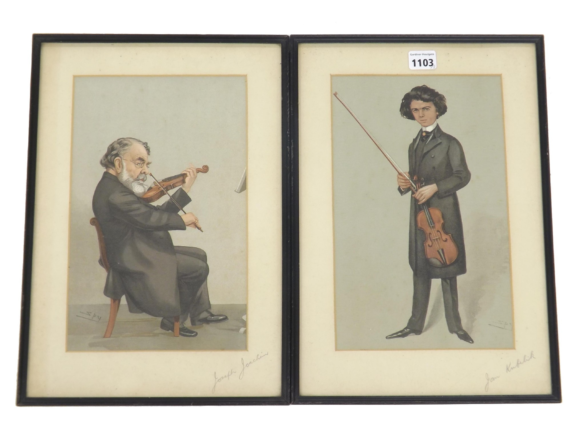 Appraisal: Pair of framed Spy coloured prints depicting the musicians Joseph