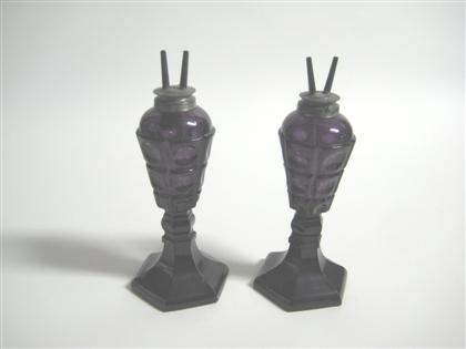 Appraisal: Pair of amethyst pressed glass fluid lamps boston and sandwich