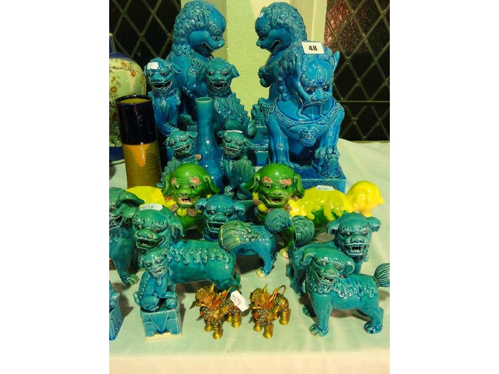 Appraisal: A quantity of turquoise glazed oriental dogs of Fo together