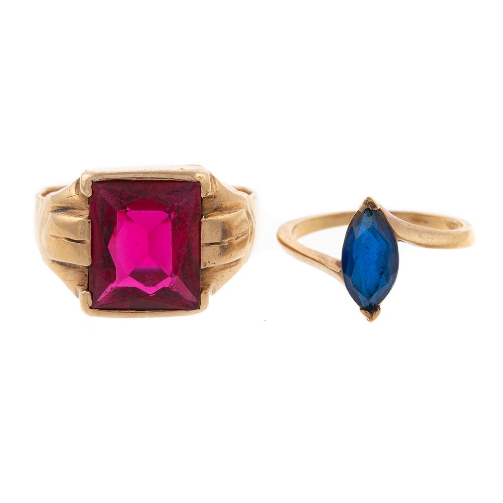 Appraisal: A Pair of Gemstone Rings in K K K yellow