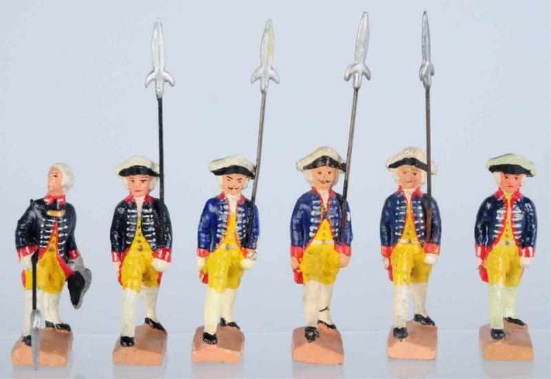 Appraisal: Lineol Prussian Marching Group Includes six figures containing one officer