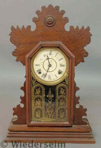 Appraisal: Victorian walnut mantel clock late th c by Ingraham Bristol