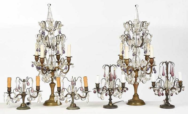 Appraisal: Three Pairs Venetian Style Candelabra Lamps Italian early th century