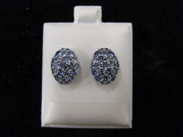 Appraisal: Tanzanite Earrings oval clusters beautiful color k white gold pierced