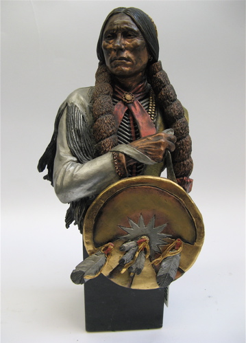 Appraisal: C A PARDELL COLD PAINTED BRONZE SCULPTURE titled Defiant Comanche