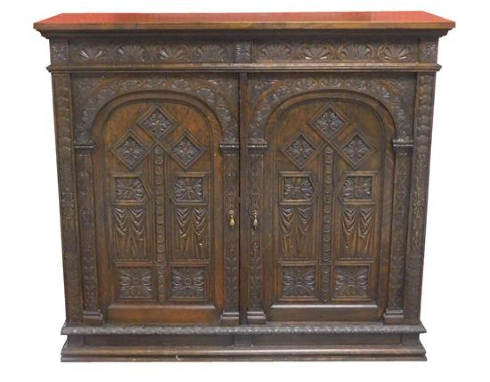 Appraisal: Renaissance style cabinet late th early th C fumed oak