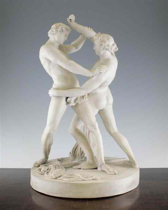 Appraisal: A large Parian group modelled as two classical wrestling figures