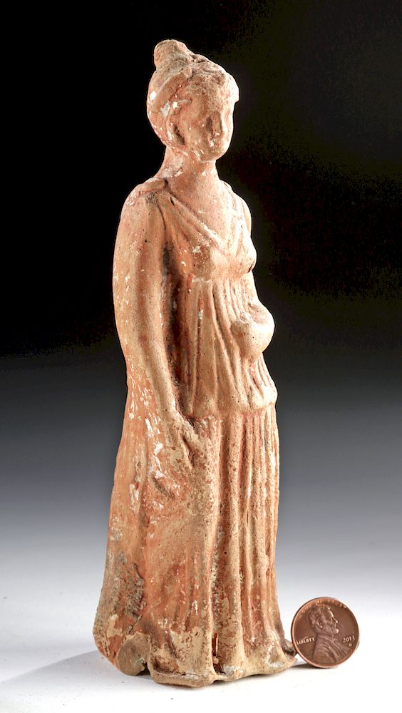 Appraisal: Greek Terracotta Standing Woman Votive ex-Bonhams Greece Hellenistic period ca