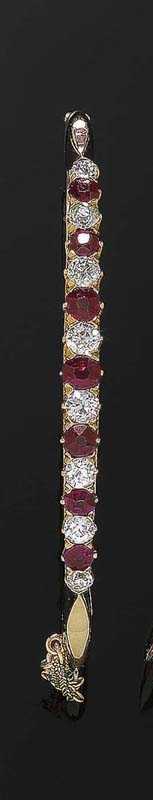 Appraisal: RUBY AND DIAMOND BANGLE Vienna ca Ros gold Decorative 'Rivi