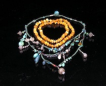 Appraisal: Russian Amber Necklace and Artist Made Turquoise Necklace Russian amber