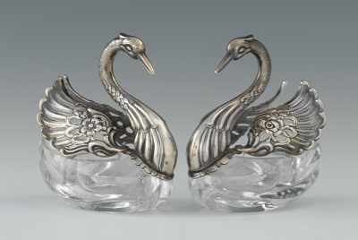 Appraisal: Pair of Individual Swan Salt and Pepper Cellars German With