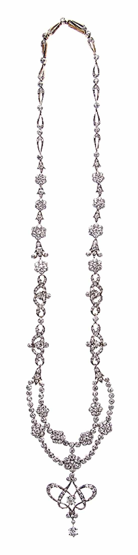 Appraisal: Belle Epoque diamond necklace by Tiffany Co circa Old European-cut