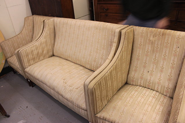 Appraisal: AN EDWARDIAN SOFA SUITE consisting of a two seater sofa