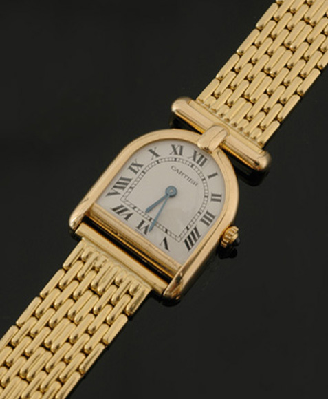 Appraisal: A Ladies Cartier Calandre wristwatch Quartz asemetric off white dial