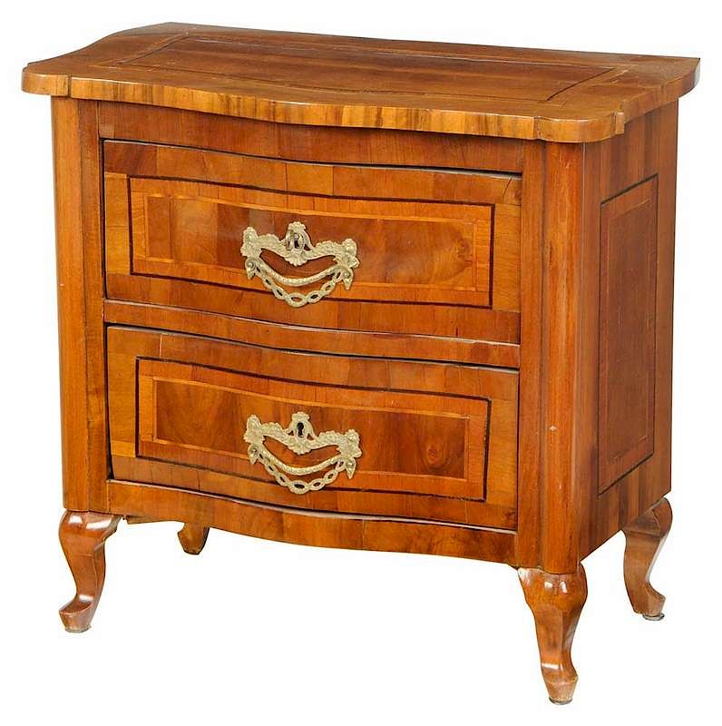 Appraisal: Baroque Inlaid Walnut Two Drawer Petite Commode Continental th century