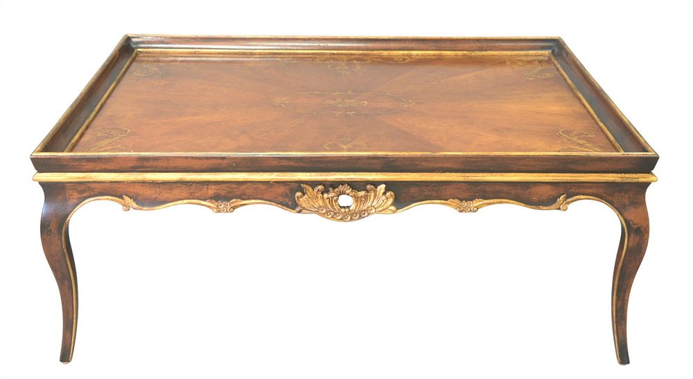 Appraisal: Large Tray Top Louis XV Style Coffee Table height inches