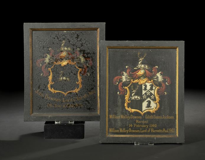 Appraisal: English Parcel-Gilt and Polychromed Wooden Heraldic Panel featuring the arms