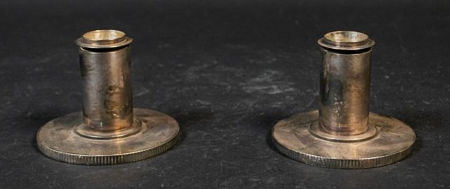 Appraisal: Pair Georg Jensen Bernadotte Sterling Candlesticks Pair of Georg Jensen