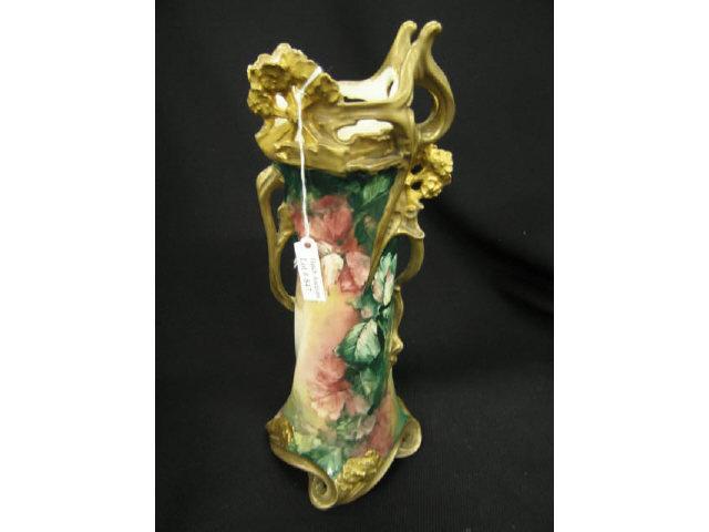 Appraisal: Carlsbad Austria Art Nouveau Porcelain Vase superb handpainted floral with