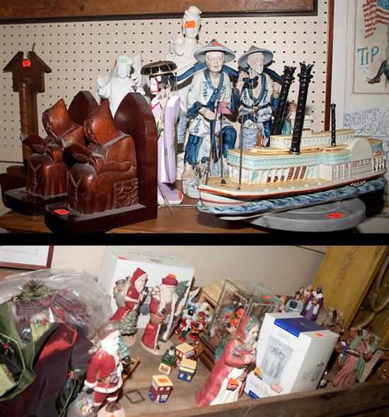 Appraisal: Large assortment of Christmas decorations including manger Santa Claus etc