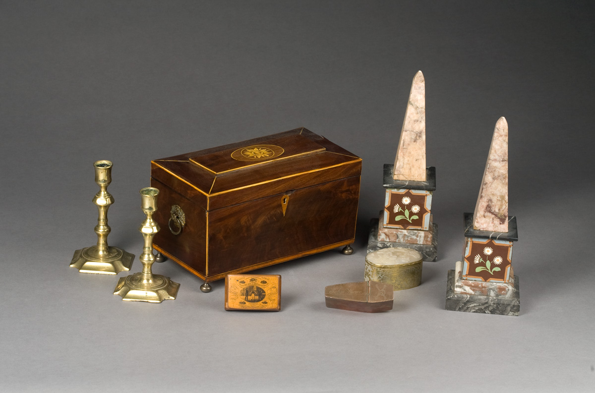 Appraisal: FEDERAL INLAID MAHOGANY TEA CADDY EARLY NINETEENTH CENTURY Together with