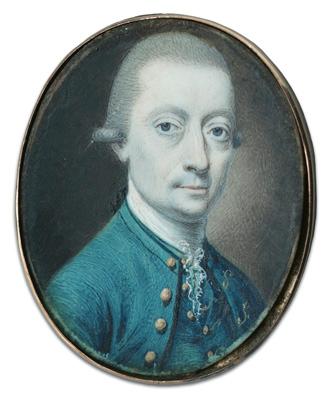 Appraisal: th century miniature portrait gentleman in blue jacket unsigned watercolor