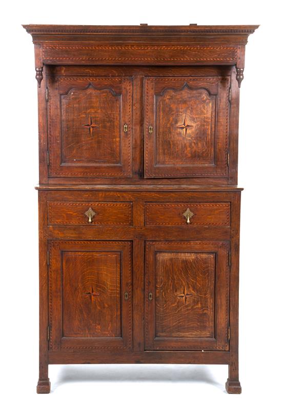 Appraisal: Sale Lot A Continental Oak and Parquetry Stepback Cupboard in