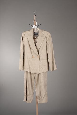 Appraisal: Giorgio Armani linen silk stripe jacket and slacks with elastic