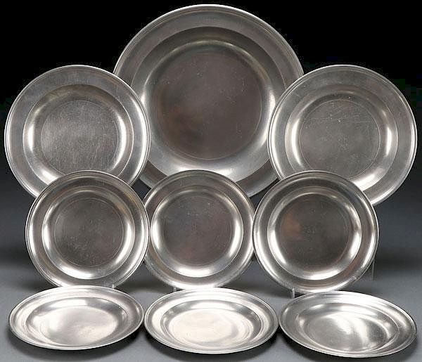 Appraisal: AMERICAN PEWTER PLATES BOARDMAN A GROUP OF NINE EARLY AMERICAN