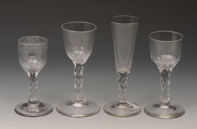 Appraisal: A COLLECTION OF FOUR ENGLISH ALE AND WINE GLASSES each