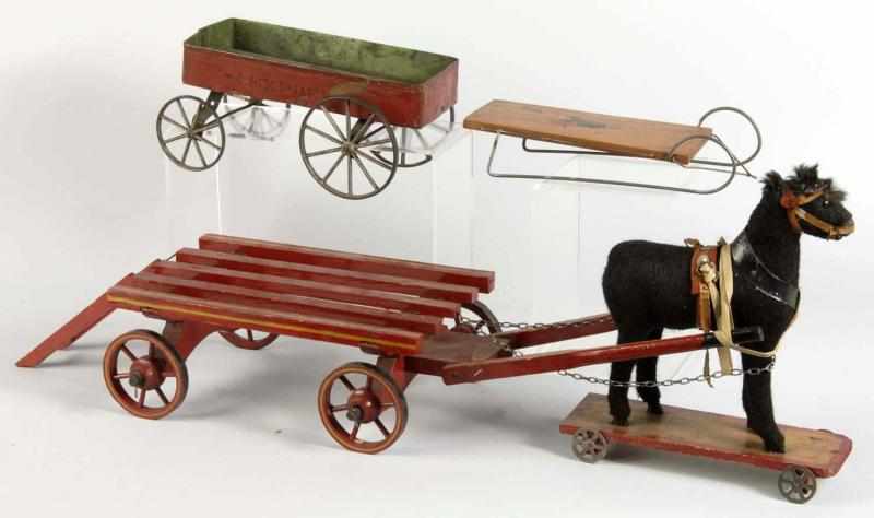 Appraisal: Lot of Miscellaneous Early Toys Description Includes one horse-drawn wooden