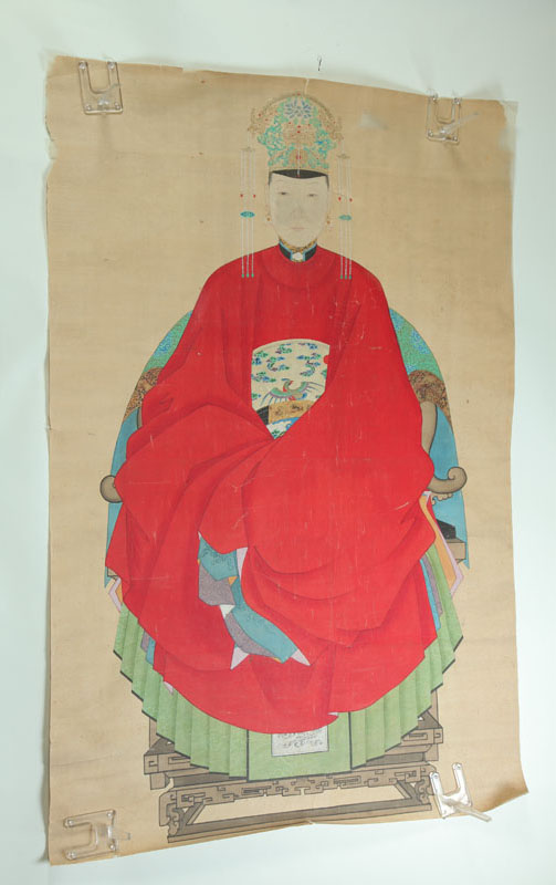 Appraisal: SCROLL China early th century gouache on silk Seated empress