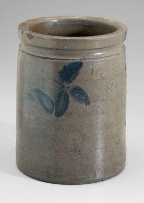 Appraisal: Virginia stoneware jar salt glazed with cobalt decoration impressed mark