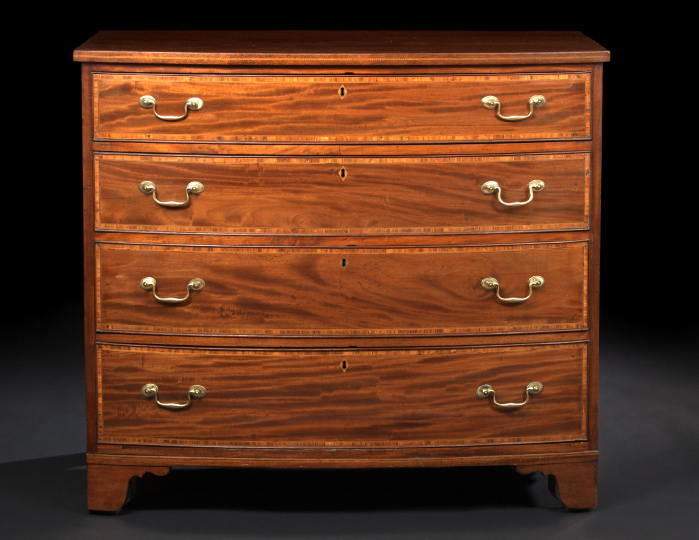 Appraisal: Regency-Style Mahogany Bowfront Chest late th century the bowed top