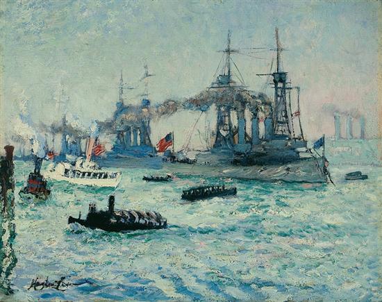 Appraisal: RICHARD HAYLEY LEVER American - U S Battleships Down the