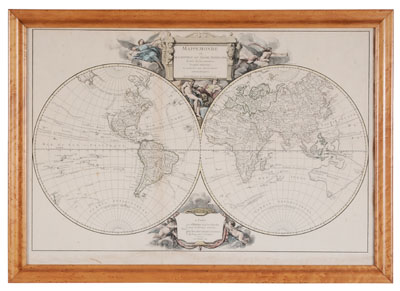 Appraisal: World Map Paris th century Mappe monde ou D