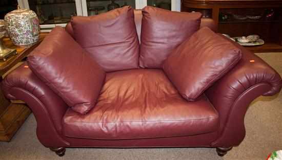 Appraisal: Red leather sofa Estimate - No condition report supplied