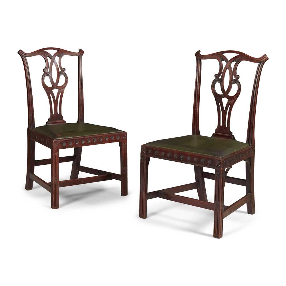 Appraisal: PAIR OF GEORGE III MAHOGANY SIDE CHAIRS TH CENTURY the