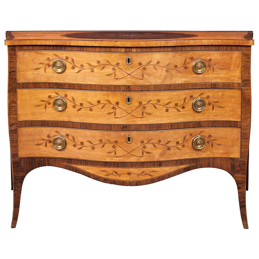 Appraisal: George III Satinwood and Rosewood Marquetry Commode Circa The crossbanded